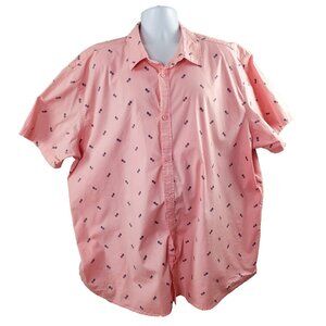 Mountain Ridge Mens Long Sleeve Shirt 4XL Pink with Pineapples Pattern